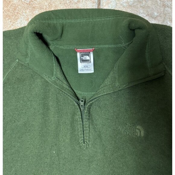 The North Face Mens‎ Large Green Wool Blend Sweater 1/4 Zip High Neck Pullover - Picture 2 of 5